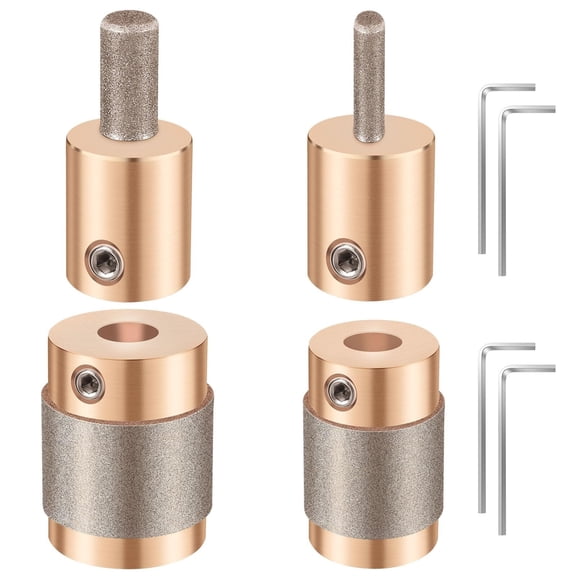 4Pcs Diamond Grinder Bit Head Tool Set for Tile, Glass & Stone, 1 3/4, 1/4, 1/8 Inch Sizes