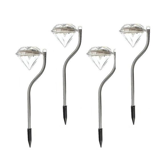 4Pcs Diamond-Shape Solar Powered LED Stake Lights Garden Lawn Yard Decor Lamp