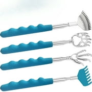 4Pcs Different Back Scratcher Extendable Back Massager Tool with Rubber Handles, Metal Portable Telescoping Back Scratcher, Stocking Stuffers for Men Women Kids Adults