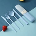 thumbnail image 1 of 4Pcs Dinnerware Fork Chopstick Cutter Spoon,Food Grade Material Portable Tableware Set with Storage Box for Outdoor, 1 of 9