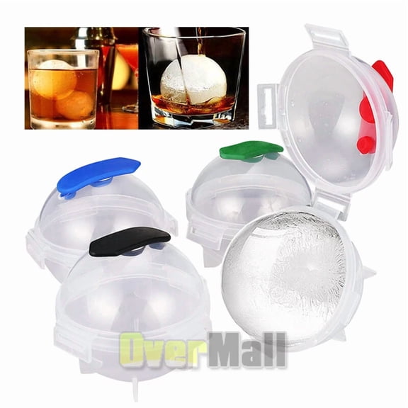 4Pcs Diy Round Ice Cube Ball Maker Silicone Sphere Mold Bar Whiskey Cocktails