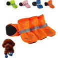 thumbnail image 1 of 4Pcs Dog Shoes for Hot Pavement, Breathable Mesh Dog Boots with Anti-Slip Sole & Reflective Strap, Waterproof Paw Protectors for Pets Walking Running on Hot Pavement, 1 of 13