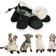 thumbnail image 1 of 4Pcs Dog Shoes for Winter, Dog Boots & Paw Protectors, Fleece Warm Snow Booties for Puppy with Reflective Strip Anti-Slip Rubber Sole for Small Medium Size Dogs, 1 of 5