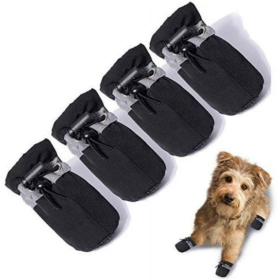 4Pcs Dog Shoes for Hot Pavement, Anti-Slip Sole Dog Boots & Paw Protector Dog Booties with Reflective Straps Dog Shoes for Small Medium Dogs