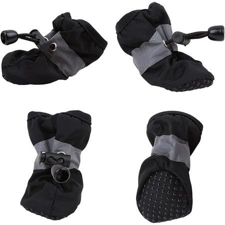 4Pcs Dog Shoes for Small Dogs Anti-Slip Dogs Boots Paw Protector with Reflective Straps, Cat Dog Shoes for Small and Medium Pets,4.5 * 3.5Cm*5.5Cm