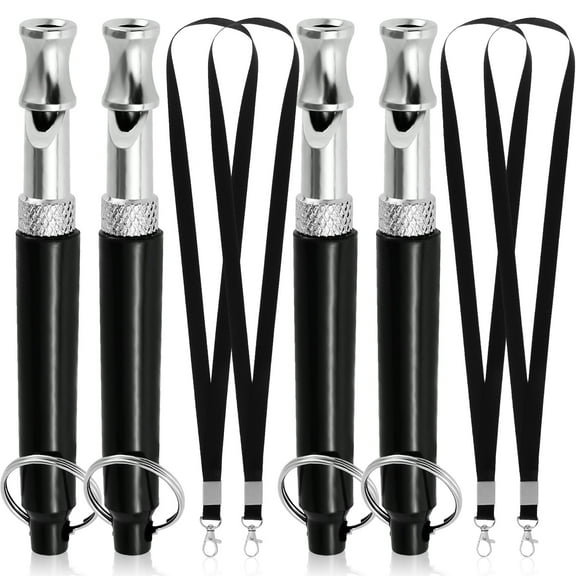 4Pcs Dog Whistle with Lanyard Ultrasonic Dog Whistle Professional Recall Dog Training Whistles Adjustable Ultrasonic Dog Whistle Training Control Tool for Dogs Daily Training