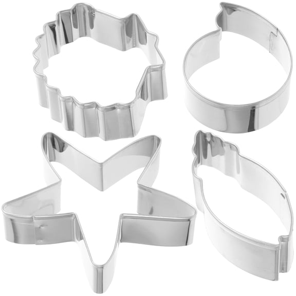 4Pcs Dolphin Baking Cutters Stainless Steel Seashell Star Conch Cookie Tools for Baking
