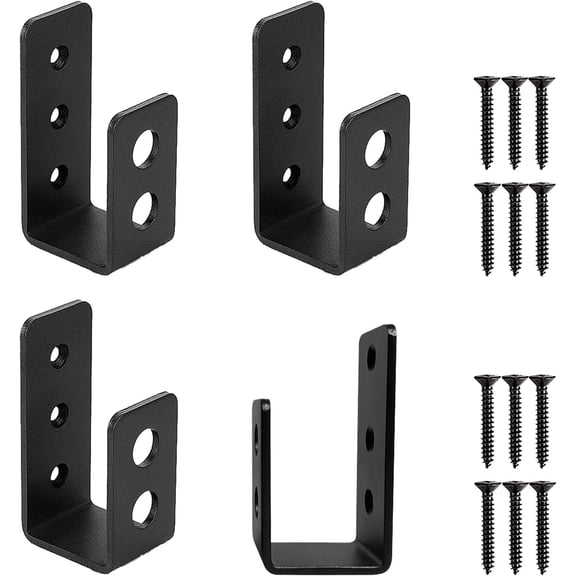4Pcs Door Barricade Brackets, 2X4 Heavy Duty Door Barricade Brackets, Holder Steel U Bracket, U Shape Bracket for Door Brace, Garage, Barn, Shed, Gate Security, Tool Hanger