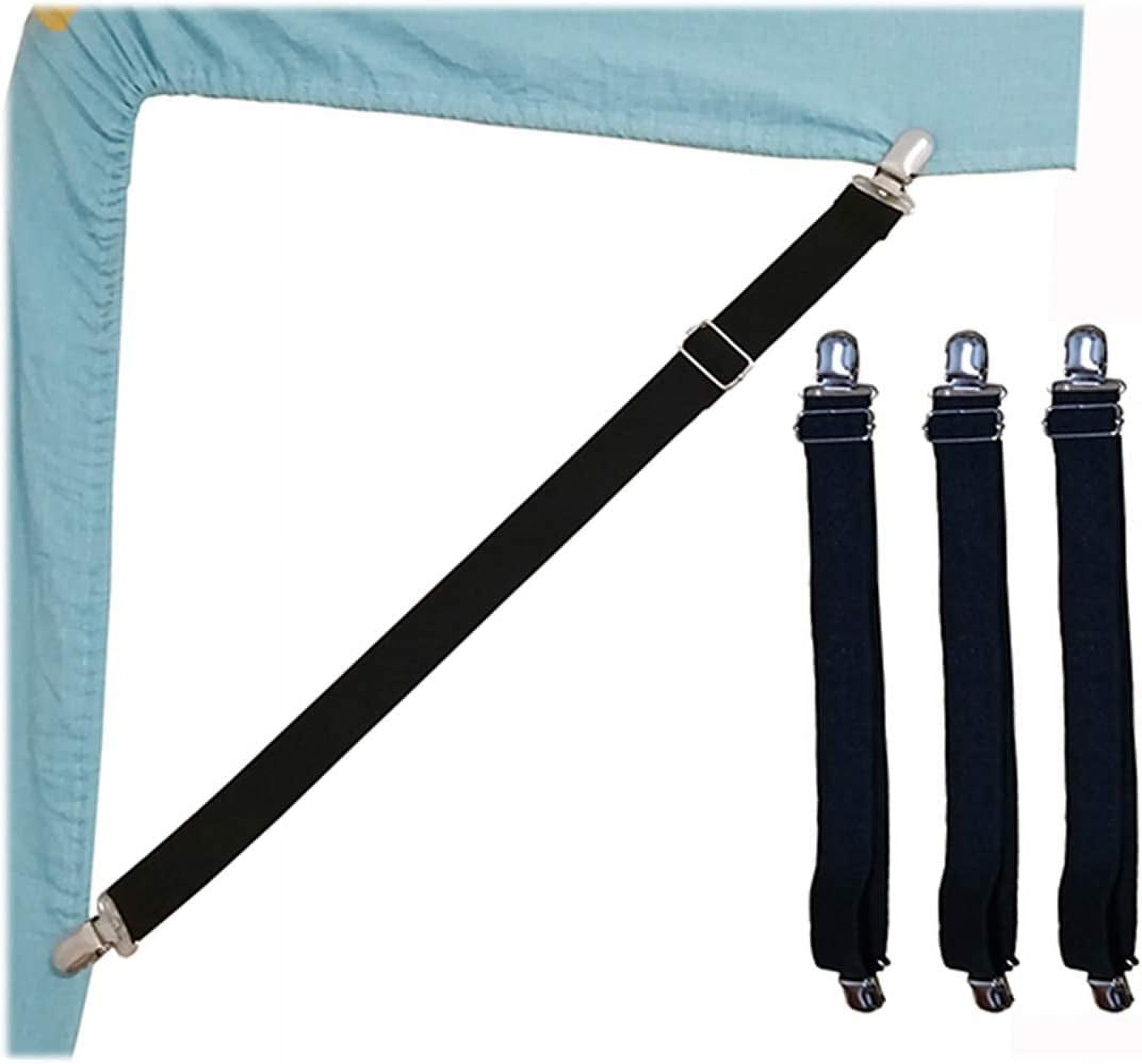 4Pcs Double Head Bed Sheet Holder, Adjustable Fasteners Suspenders