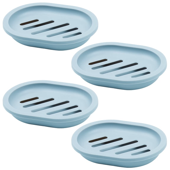 4Pcs Double-Layer Soap Holder for Shower - Non-Slip Plastic Soap Dish with Drain, Multi-Color Soap Saver for Bathroom Counter, Kitchen, Travel