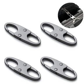 4Pcs Double Opening Zipper Clips Small Carabiner Clips, Zinc Alloy Zipper Pull Replacement for Travel, Commuting & Camping (Grey)