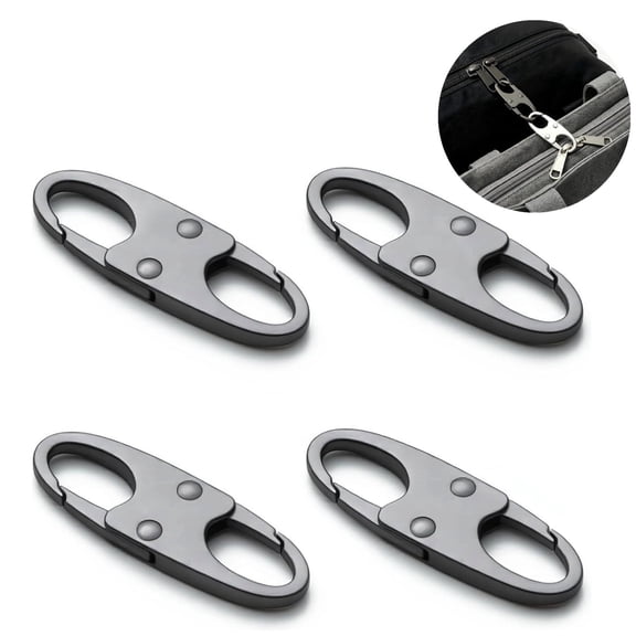 4Pcs Double Opening Zipper Clips Small Carabiner Clips, Zinc Alloy Zipper Pull Replacement for Travel, Commuting & Camping (Grey)
