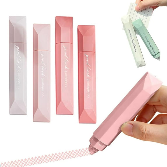 4Pcs Double Sided Tape Pens, 2026 New Multipurpose Double Sided Tape Roller for Scrapbooking, Gift Wrapping, Gradient Color DIY Handwork Glue Stick for School Office & Crafts (Color1)