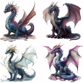 4Pcs Dragon Heat Transfer Stickers Dragon Iron on Transfers Iron on Patches Stickers Washable Heat Transfer Paper