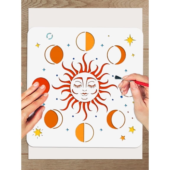 4Pcs Drawing Painting Stencils Sun Reusable Plastic Stencils DIY Craft Paint Template