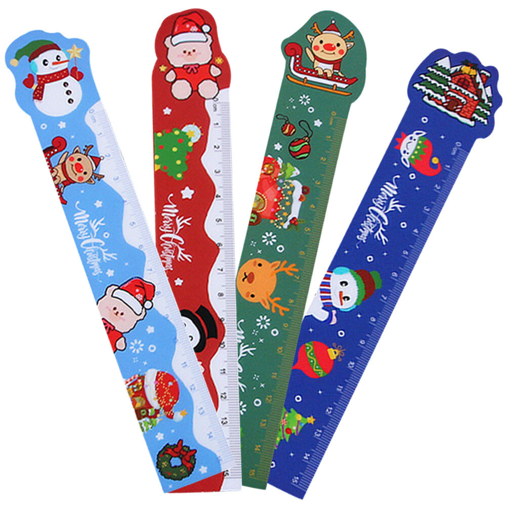 Eease 4Pcs Kids Christmas Ruler Flexible Rulers Kids Rulers