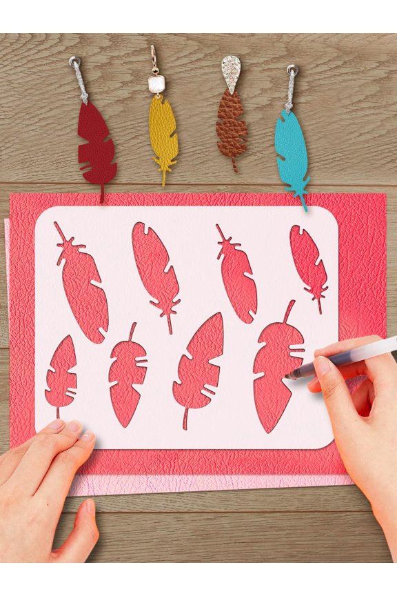 4Pcs Earrings Template Painting Stencils Plastic Drawing Stencils Templates for Greeting Card DIY Scrapbook Photo Album Painting on Wood Wall Fabric Home Decor 200x250mm Plastic