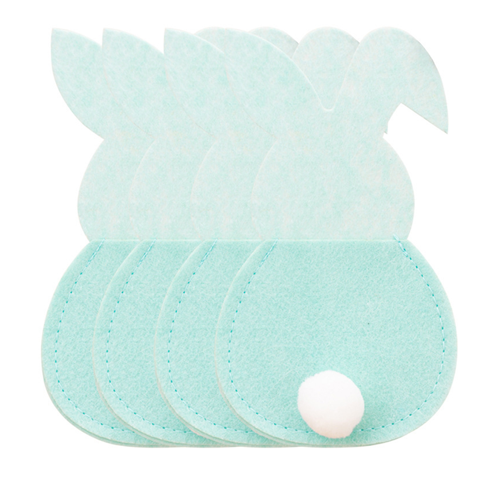 4Pcs Easter Bunny Cutlery Holder Plush Tail Decor Rabbit Shape Cutlery
