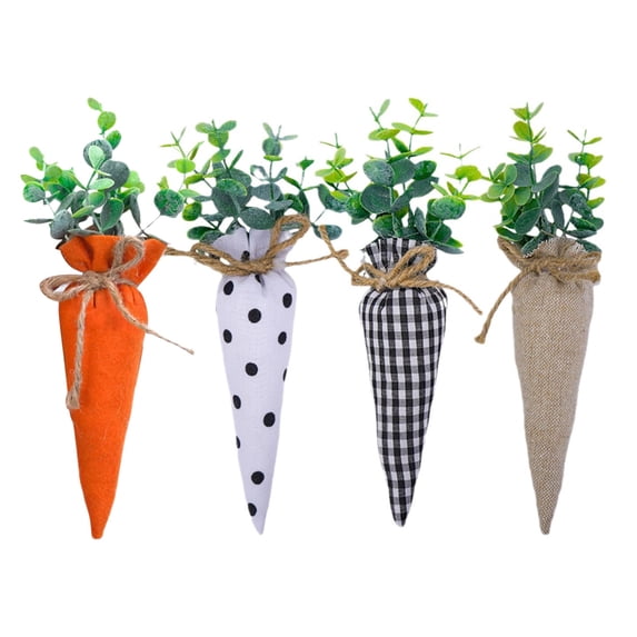 4Pcs Easter Carrot Fabric Carrot Toy,Artificial Carrot Rustic Nonwoven Stuffed Carrot for Farmhouse Spring Easter Baskets Decor Vase Filler Decor Tiered Tray Decoration