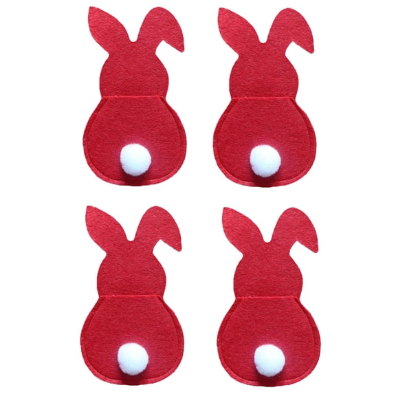 4Pcs Easter Fork Holder Cover Cutlery Spoon Tableware Bags for Kitchen Restaurant Dining Table S