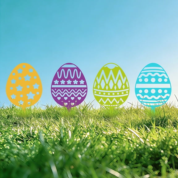 4Pcs Easter Iron Decorative Garden Stakes Egg 300x160x1.2mm