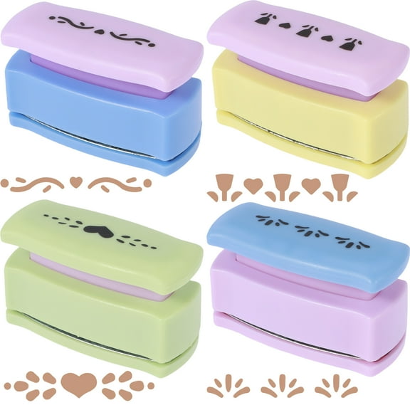 4Pcs Edge Paper Punch for DIY Projects Easy to Use Craft Border Puncher Portable Cutting Edge Paper Punch Set Paper Border Punch 4 Different Punch Patterns Durable for Scrapbooking (Random Color)