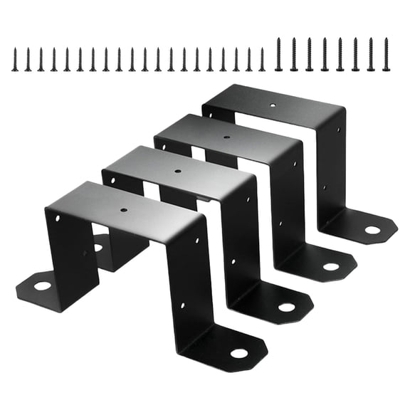 4Pcs Effective Deck Fence Brackets For 4x4inch Post Beams With Black Coating for Efficient Structure Support