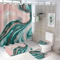 thumbnail image 1 of 4Pcs Elegant Blush Pink Marble Gold Glitter Shower Curtain Sets, Bathroom Set Decor with Non-Slip Bath Mat, Toilet Lid Rug and Contour Mat, 72 x 72inch, 1 of 8