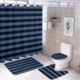 thumbnail image 1 of 4Pcs Elegant Pink Black Striped Pattern Throw Shower Curtain Sets, Bathroom Set Decor with Non-Slip Bath Mat, Toilet Lid Rug and Contour Mat, 72 x 72inch, 1 of 8