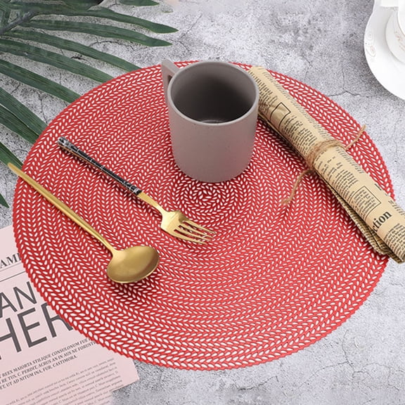 4Pcs Elegant Round Pvc Placemats - Heat Resistant, Easy To Clean & Stylish! Gold YIWEI