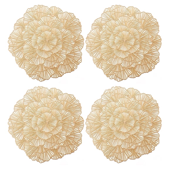 4Pcs Elegant Tablemats Flower Place Mats Table Setting Kitchen Table Mats for Dining Table Wedding Decorative