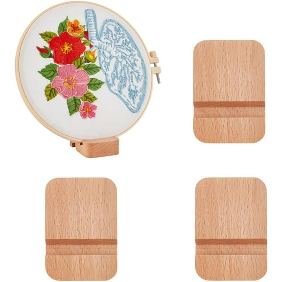 4Pcs Embroidery Hoop Display Stand 2.8x2x0.8 Inch Rectangle Beech Wood Stand Embroidery Hoops Easels Embroidied Hoop Wooden Base Hoops Holder for Stitch Stand Decor