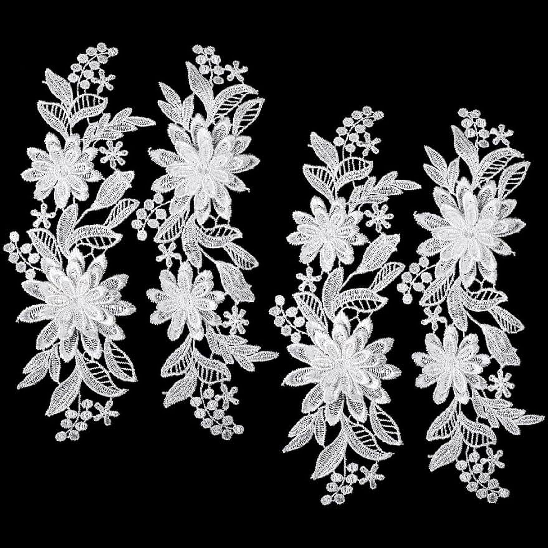 4Pcs Embroidery Lace Patches Neckline Applique Collar Trims