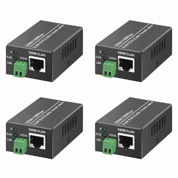 4Pcs Ethernet IP Extender over Coax HD Network Kit EoC Coaxial Cable Transmission Extender for Security CCTV Cameras(A)