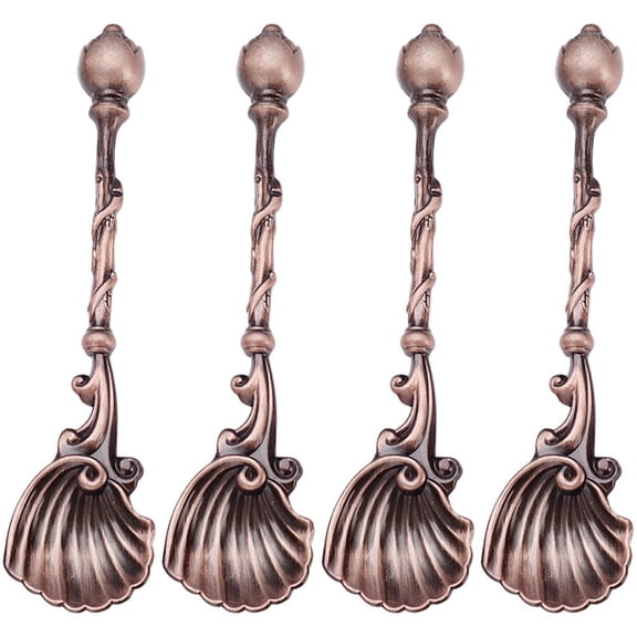 4Pcs European Style Spoon Vintage Stirring Spoon Elegant Serving Spoon for Home Kitchen Cafe Bar and Restaurant Supplies