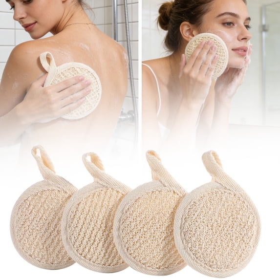 4Pcs Exfoliating Pads Face Exfoliator Scrubber Facial Sponges The Cleansing for Massager Clean Towel Made of Cotton and Linen for Cleaning and Exfoliating During Bathing(C)