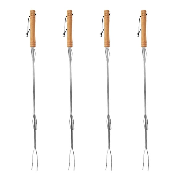 4Pcs Extendable Stainless Steel BBQ Forks for Campfire Roasting and Outdoor Use