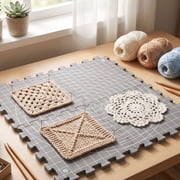 4Pcs Extra Thick Foam Blocking Mat for Knitting with Grid and Circle Line