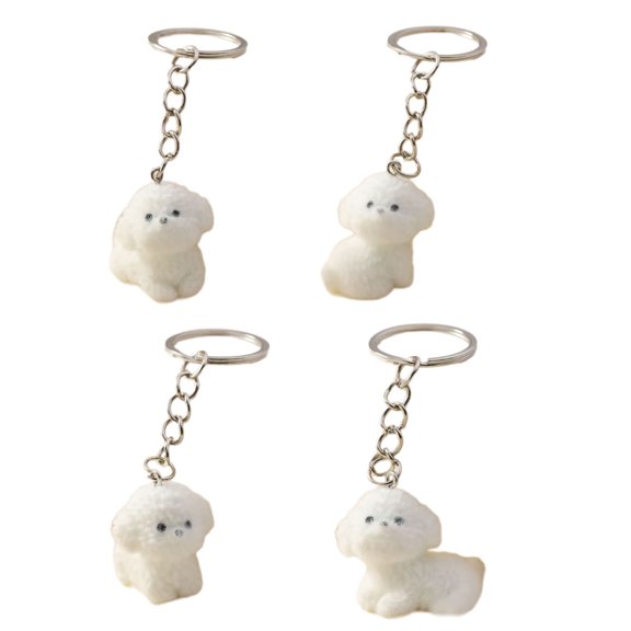 4Pcs Eye Catching Key Chain Cartoon Keychain Dog Shape Pendant for Bag and Mobiles Soft Key Rings Accessory
