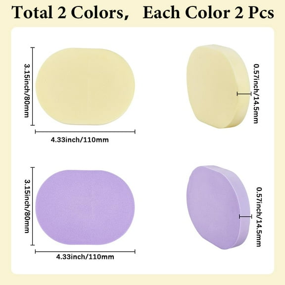 4Pcs Facial Cleansing Sponge Oval Makeup Remover Sponge Pads Reusable Blending Sponge Make Up Sponges for Foundation Face Daily Cleansing Gentle Exfoliating Makeup Removal Beauty Tool