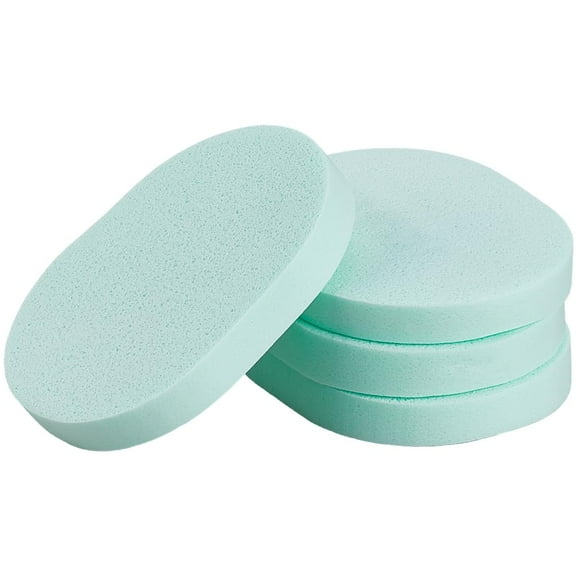 4Pcs Facial Cleansing Sponge Reusable Make-Up Remover Sponges Oval Face Washing Sponges Aquamarine Wash Pads Wet Puff