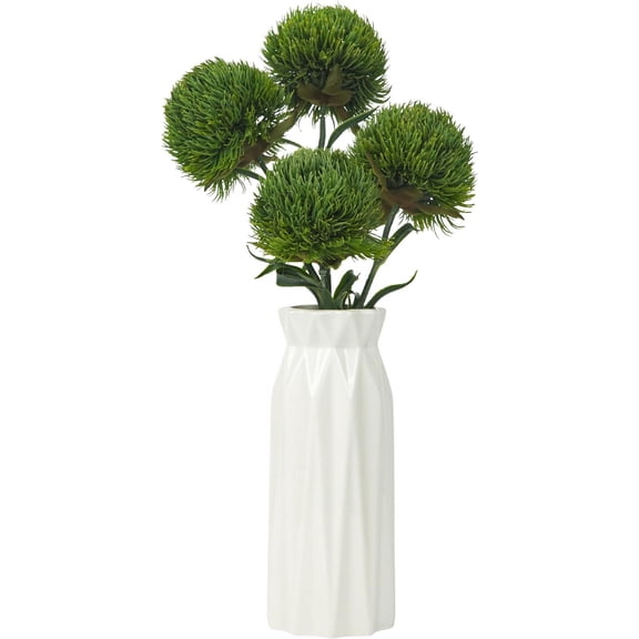 4Pcs Fake Dianthus Artificial Greenery Stem Realistic Green Tricks for Home Kitchen Wedding Courtyard Decoration (Dark Green)