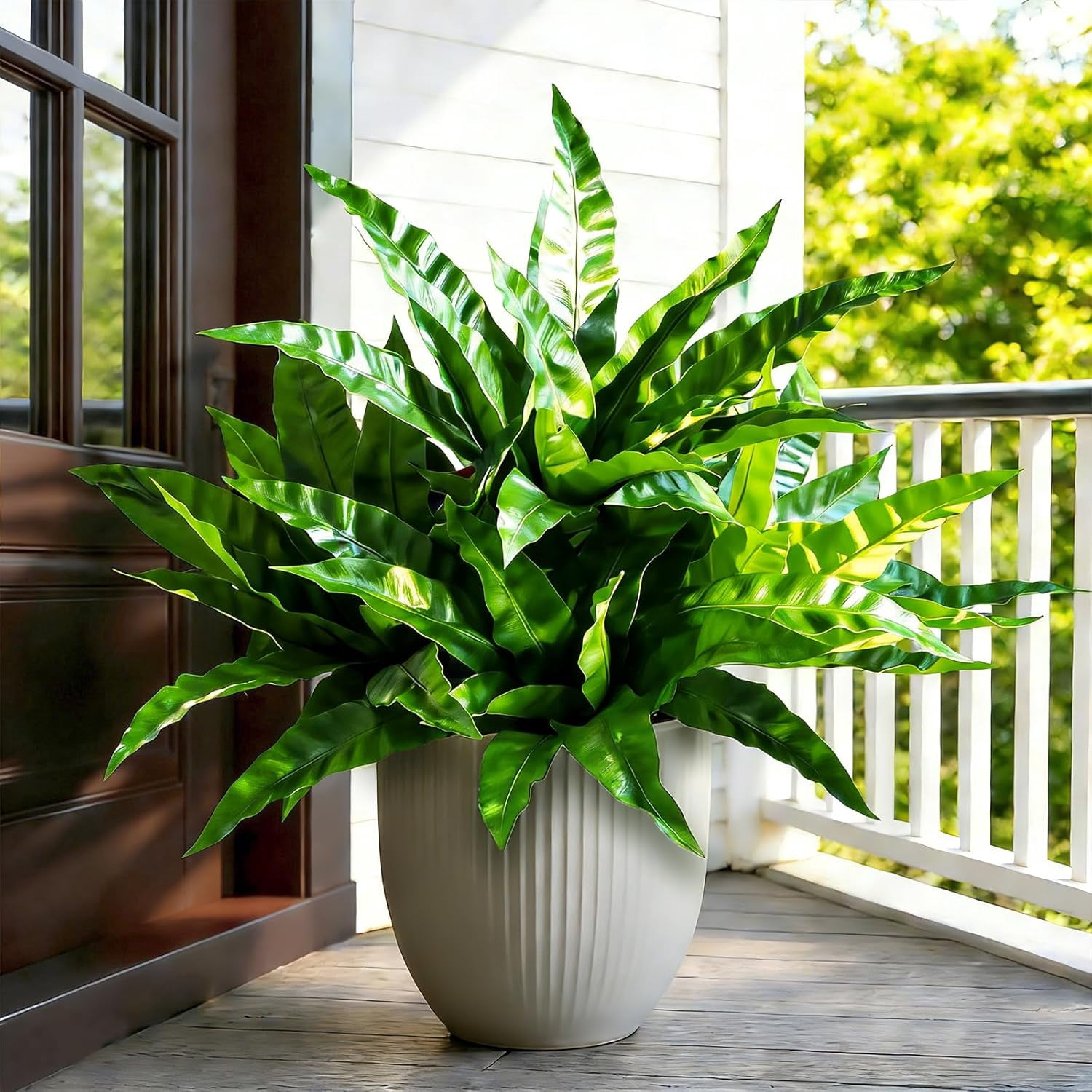 4Pcs Fake Ferns,Faux Outdoor Plants UV Resistant,3D Real Touch Fake Plants Total 60 Blades,Weatherproof Artificial Plants Outdoor Indoor for Garden Porch Home Office Living Room Decor
