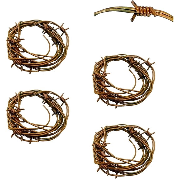 4Pcs Fake Rusty Barbed Wire Garland 32Ft for Halloween Cowboy Xmas Decor