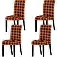 thumbnail image 1 of 4Pcs Fall Chair Slipcovers Orange White Buffalo Check Dining Chair Covers Protector Removable Stretch Elastic Seat Covers for Thanksgiving Party Kitchen Home Hotel Restaurant Ceremony Decor, 1 of 6