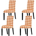 thumbnail image 1 of 4Pcs Fall Chair Slipcovers Orange White Buffalo Check Dining Chair Covers Protector Removable Stretch Elastic Seat Covers for Thanksgiving Party Kitchen Home Hotel Restaurant Ceremony Decor, 1 of 6