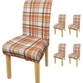 thumbnail image 1 of 4Pcs Fall Plaid Chair Covers Set - Stretch Elastic Edge, Removable Orange Chair Protectors, Suitable for Dining Room/Kitchen Chairs, 1 of 6