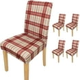 thumbnail image 1 of 4Pcs Fall Plaid Chair Covers Set - Stretch Elastic Edge, Removable Red Chair Protectors, Suitable for Dining Room/Kitchen Chairs, 1 of 6