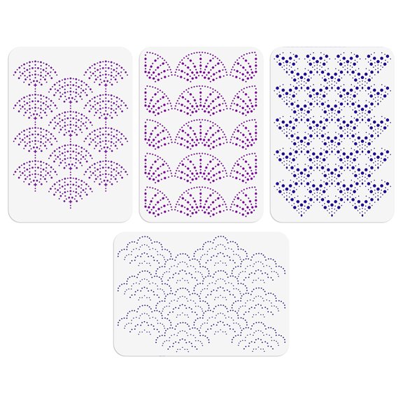 4Pcs Fan-Shaped Painting Stencil 11.7x8.3 Inch Reusable DIY Art and Craft Stencils Hollow Out Drawing Painting Template DIY