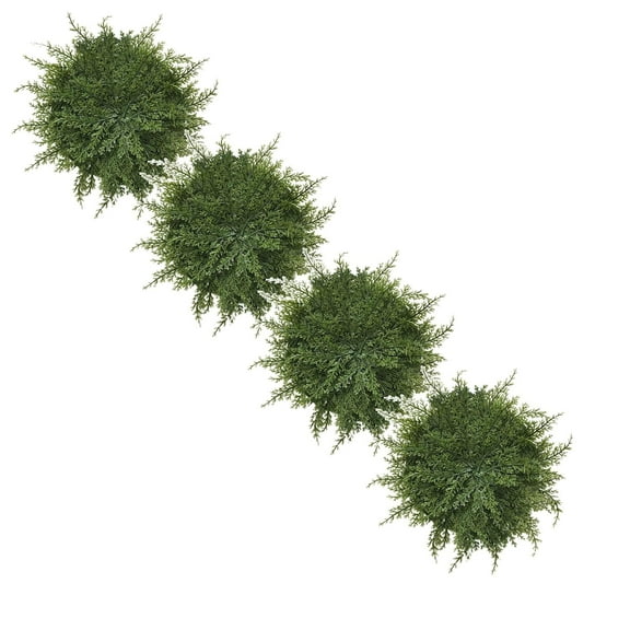 4Pcs Faux Cedar Placemats, Greenery Placemats, Artificial Pine Needles Placemats, Green Plants Table Mats, 15.8 Inch Round Evergreen Placemats for Home Dining Coffee Tabletop Christmas Decorations